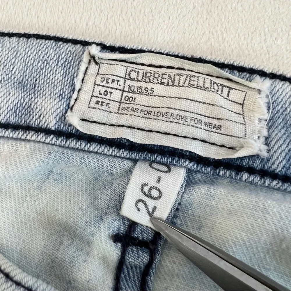 Current/Elliot The Ankle Skinny Cheville City Bleach Destroy Jeans Size 26 - Picture 15 of 16